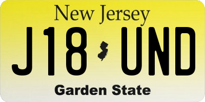 NJ license plate J18UND