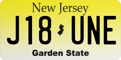 NJ license plate J18UNE
