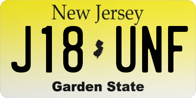 NJ license plate J18UNF