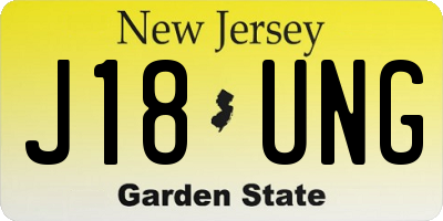 NJ license plate J18UNG