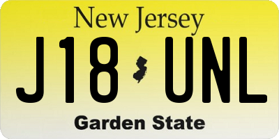 NJ license plate J18UNL