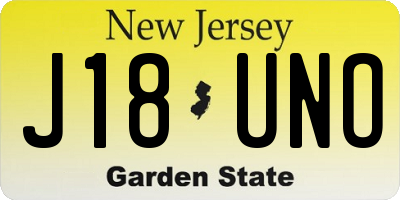NJ license plate J18UNO