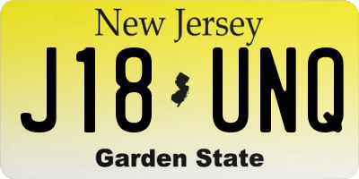 NJ license plate J18UNQ
