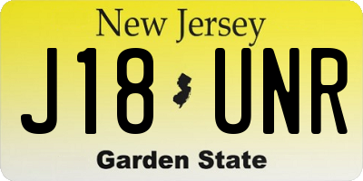 NJ license plate J18UNR