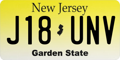 NJ license plate J18UNV