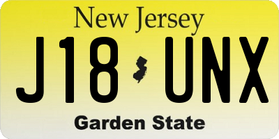 NJ license plate J18UNX