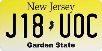 NJ license plate J18UOC
