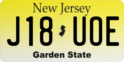 NJ license plate J18UOE