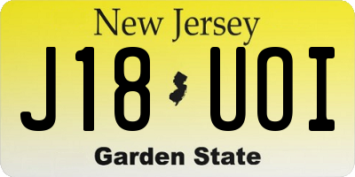 NJ license plate J18UOI