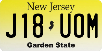 NJ license plate J18UOM