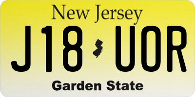 NJ license plate J18UOR