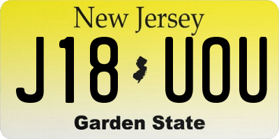 NJ license plate J18UOU