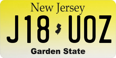 NJ license plate J18UOZ