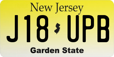 NJ license plate J18UPB