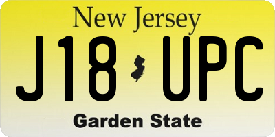 NJ license plate J18UPC
