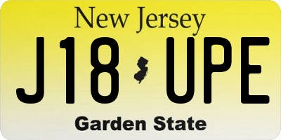 NJ license plate J18UPE