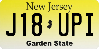 NJ license plate J18UPI