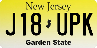 NJ license plate J18UPK