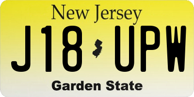 NJ license plate J18UPW