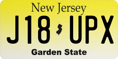NJ license plate J18UPX