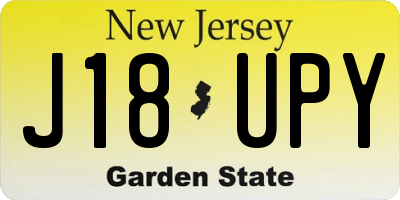 NJ license plate J18UPY
