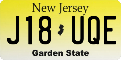 NJ license plate J18UQE