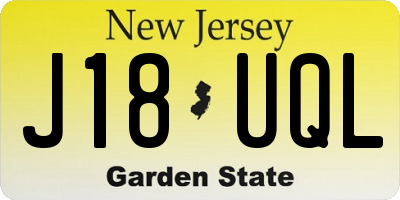 NJ license plate J18UQL