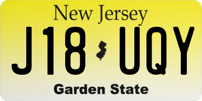 NJ license plate J18UQY