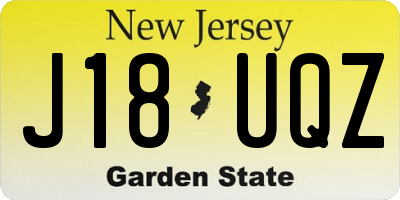 NJ license plate J18UQZ
