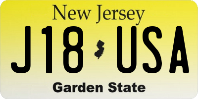 NJ license plate J18USA