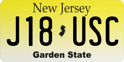 NJ license plate J18USC