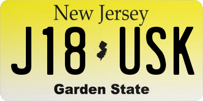 NJ license plate J18USK
