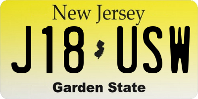 NJ license plate J18USW