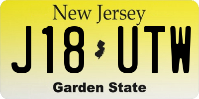 NJ license plate J18UTW