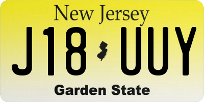 NJ license plate J18UUY