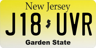 NJ license plate J18UVR