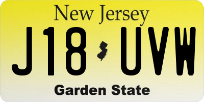 NJ license plate J18UVW