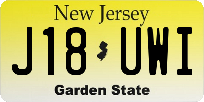 NJ license plate J18UWI