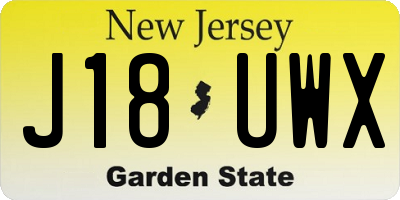 NJ license plate J18UWX