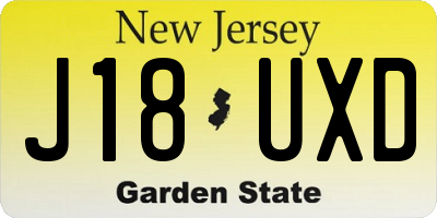 NJ license plate J18UXD