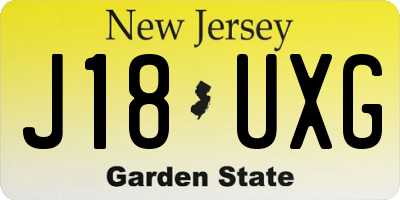 NJ license plate J18UXG