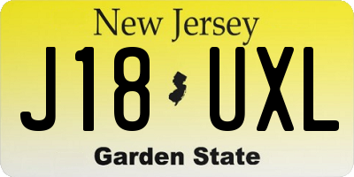 NJ license plate J18UXL