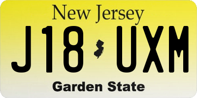 NJ license plate J18UXM