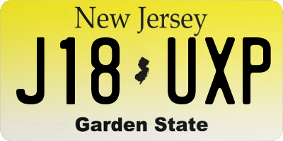 NJ license plate J18UXP