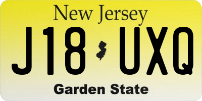 NJ license plate J18UXQ