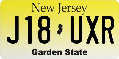 NJ license plate J18UXR