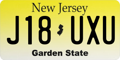 NJ license plate J18UXU