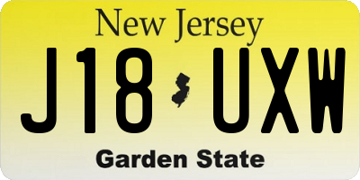 NJ license plate J18UXW