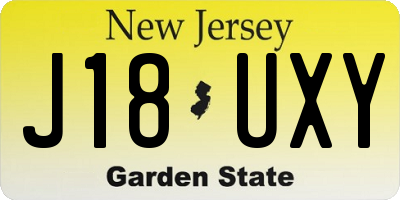 NJ license plate J18UXY