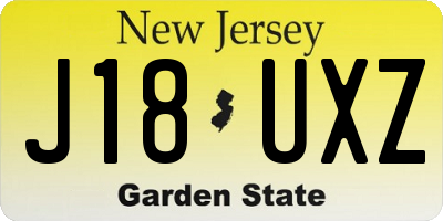 NJ license plate J18UXZ